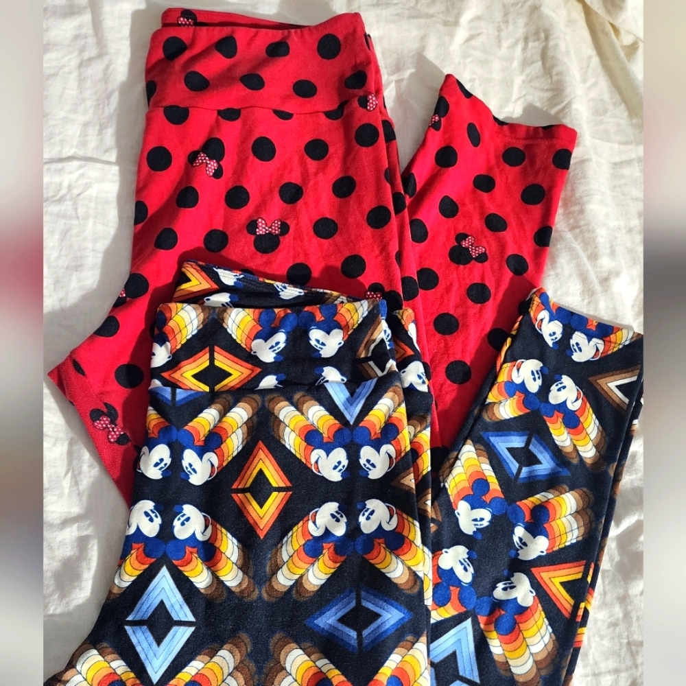 Disney Red and Multicolor Mickey Mouse Leggings